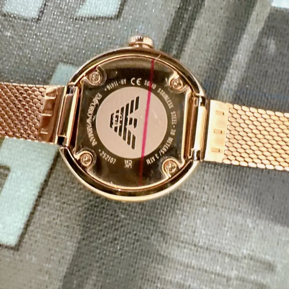 Emporio Armani AR11416 Rosa Rose‑Gold Watch, 26mm Mesh Band Ladies Watch